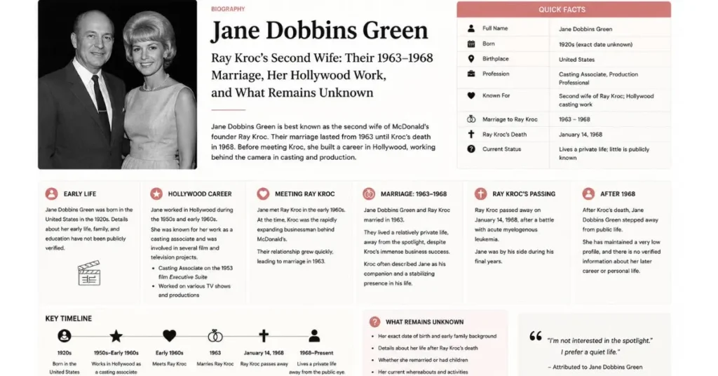 Jane Dobbins Green, Ray Kroc’s second wife