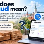 Estonian wooden planks representing the word plangud beside a generic digital planning interface